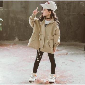 Casual Loose Fit Girls Trench Coat