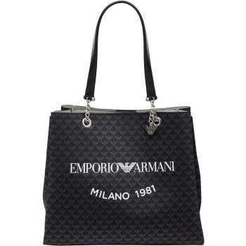 Emporio Armani, Tote Bags, female, Black, Size: ONE SIZE Logo Tote Bag with Magnet Closure
