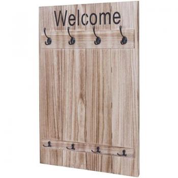 Panel de perchero de pared Welcome 8 ganchos 91x60cm
