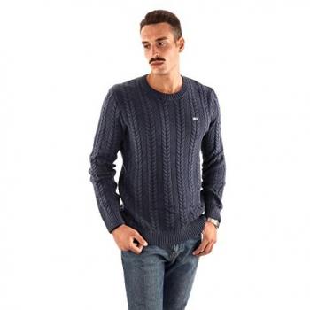 Pull bleu marine Tommy Jeans en maille torsadée