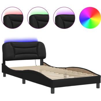 VidaXL Urban Black Leatherbed Frame – Metal Frame, Pine Construction