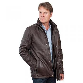 Hanoi Brown Leather Mid-Length Mens Coat – Size 5XL