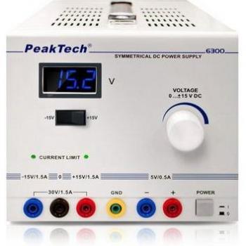 Dispositif d’alimentation DC PEAKTECH P6300 – réglable symétrique, LED bleue, sécurisation contre surtension