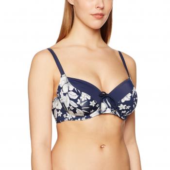DORINA Damen Bikinioberteil Haiti, Bügel, Multicoloured (dark Denim Flora)