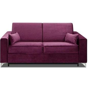 Canapé Jackson 140 cm – Lattes sommier, Tissu tweed fuchsia, Matelas de 16 cm