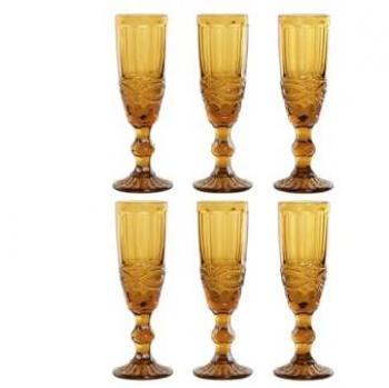 Set di Bicchieri Home ESPRIT Ambra Cristallo 150 ml – 6 pezzi