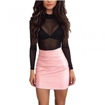 Vestido largo de mujer vendaje de cuero lápiz bodycon cadera mini falda