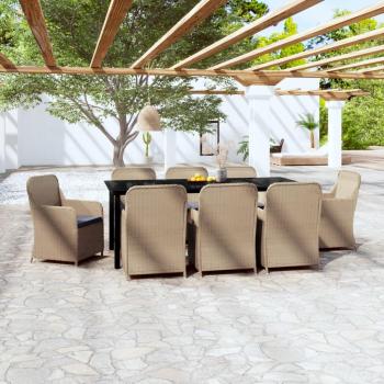 Table et chaises de patio VidaXL 7 pièces – style naturel