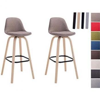 Stoffgepolsterte Barhocker (2er Pack) – Avika, Holz & Rückenlehne