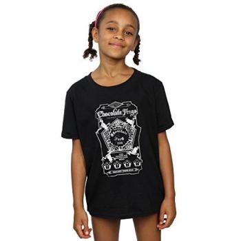 Harry Potter Chocolate Frogs Mono Label Cotton T-Shirt for Girls, Size 12-13 Years, Color Black