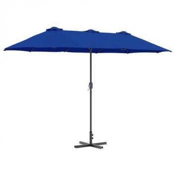 Outdoor Blue Parasol, 370x197x239 cm – Powder-Coated Steel Construction