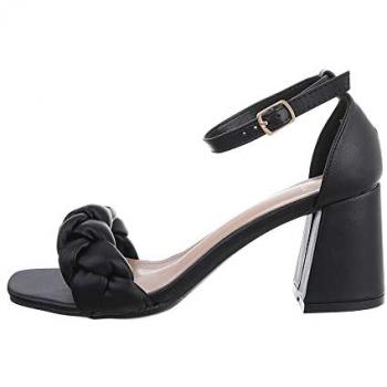 Ital-Design Damen Kunstleder Sandaletten Schwarz