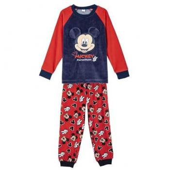 Pijama Niño Manga Larga: Fleece Corallino con Aplicaciones Mickey
