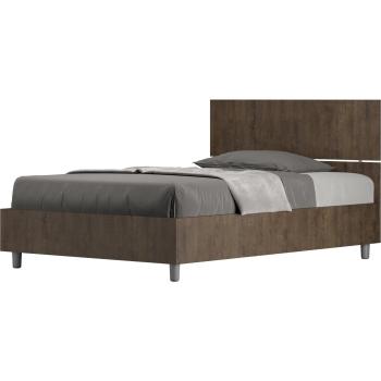 Letto Piazza e Mezzo 120x190 cm in Noce, Testata Dritta, Rete + Contenitore Demas