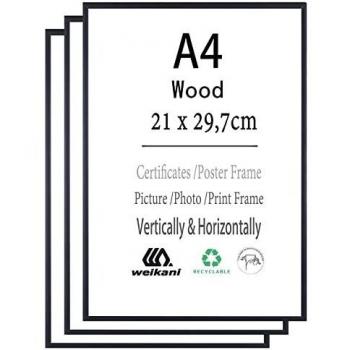 Cornice di Legno Nero per Certificati A4 con Plexiglas