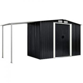 Abrigo de Jardim com Rodapés Deslizantes – 386x131x178 cm Aço Antracite