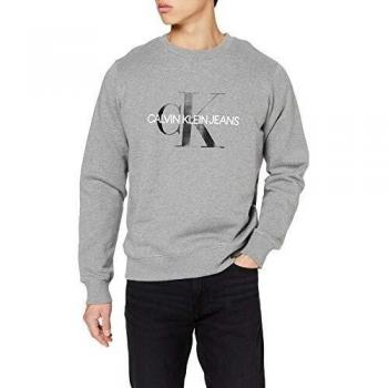 Sudadera Calvin Klein Iconic Monogram, Color Gris, Talla L para Hombre