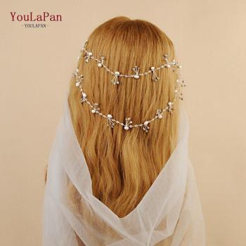 Diadema de novia con enredadera de perlas y brillantes