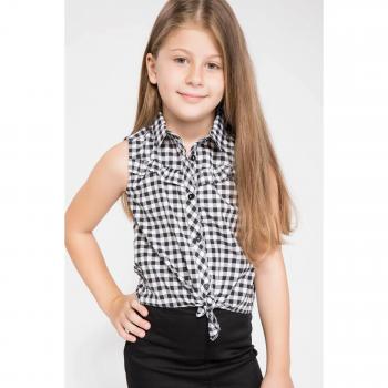 DeFacto Girls' Classic Woven Bowtie Shirt