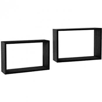 Parete Mensola Set BAKAJI – 2 Pezzi 40 cm, Legno Nera