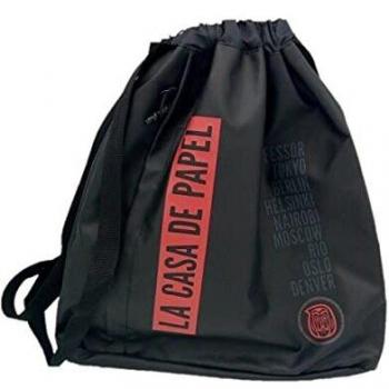 Zaino a Sacca La Casa de Papel 43x38cm, 1 Tasca Verticale con Zip, Zainetto Scuola e Tempo Libero, Panini School Italy
