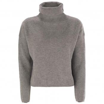 Max Mara Studio Golia Light Grey Turtleneck, Wool and Cashmere, Size L