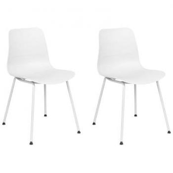Set of 2 White Metal Leg Dining Chairs with Backrest