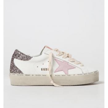 Golden Goose Women's White Sneakers with Pink Suede Star