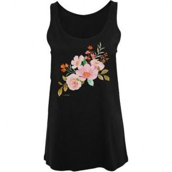 F4NT4STIC „Blumenmuster“ T-Shirt Frauen XS schwarz – 100 % Baumwolle, locker sitzend, ohne Ärmel