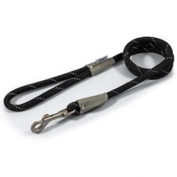 Ancol Reflective Rope Slip Lead for Dogs 1cm x 107cm, Up to 30kg Capacity, Black