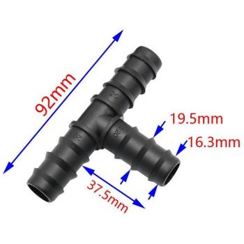 Barbed Garden Hose Tee Splitter 3-Way 20mm (3pcs)