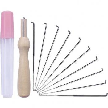 Wooden Handle Felt Needles – 10‑Piece Set, 8 cm Colorful Wool Pockets, Beginner Craft Kit