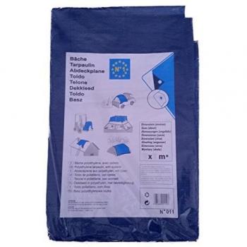 Plachta 3 x 4 m s oky, Standard, 70 g/m2, modro-stříbrná, krycí plachta, PE plachta zakrývací, Strend Pro 217033 Plachta Tar