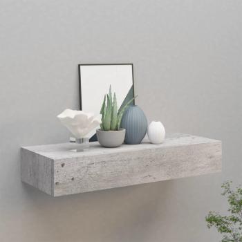 Étagère à tiroir suspendue gris béton 60x23,5x10 cm MDF