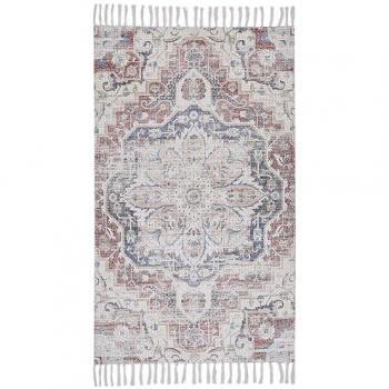 Handgewebter Teppich 80 x 150 cm Blumenmuster Kurzflor