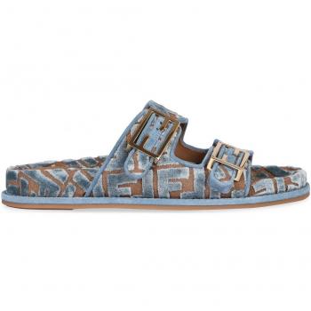 Women's Fendi Light Blue Velvet Slide Set – 38 / 8X8326AOTM