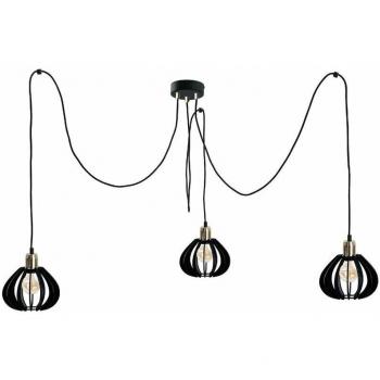 Sospensione 617 Gemma Cluster Elegante Nera Oro 3xE27