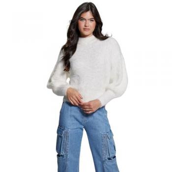 Guess White Long Sleeve Sweater with Turtleneck