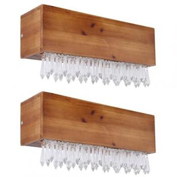 LED Wandleuchte Holz mit Kristallen, 12W 430lm, 37 x 17 cm, 2er Set