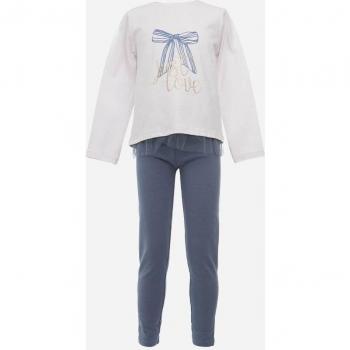 Conjunto de algodón para niña con estampado en azul