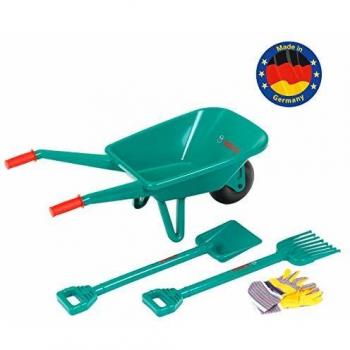 BOSCH Gartenset Theo Klein 2752 mit Schubkarre, Schaufel, Rechen, Handschuhe (70,5 cm x 34 cm x 33 cm)