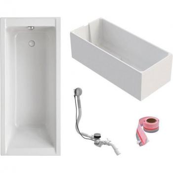 Einbauwanne OTTOFOND „Körperform“ – 4‑teil Set 160×75 cm, inkl. Ablaufgarnitur