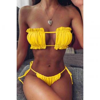 Bikini Brasileño con Tira Ajustable Amarillo