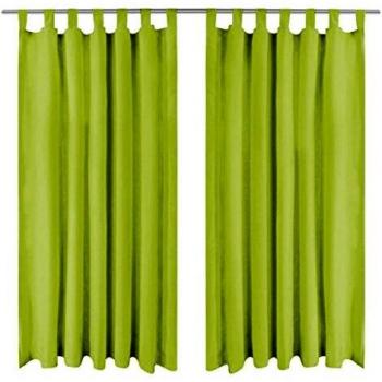 Sonata Green Micro-Satin Curtains 2 pcs with Loops 140x245 cm