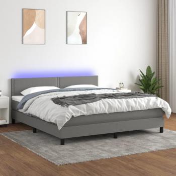 Letto con Materasso a Molle e Illuminazione LED Grigio Scuro 180x200cm