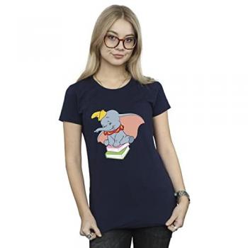 Blue Dumbo Sits on Books – Women's T-Shirt, Size Large