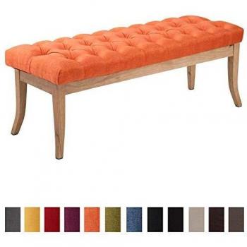 Ramses Orange Sitzbank – 120 cm, Hellen-Holzbeine, antik‑stilisiert
