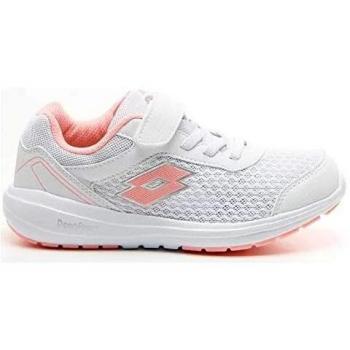 Lotto Kids' Cityride Net AMF Cl Sl Trainers in White with Pink Accents