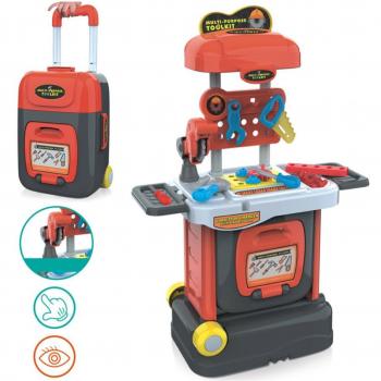 Banco Attrezzi Giocattolo Bambini con Sega e Trolley