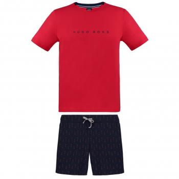 Boss Herren Pyjama Kurzhose Set – Rot, Extra Large (XL)